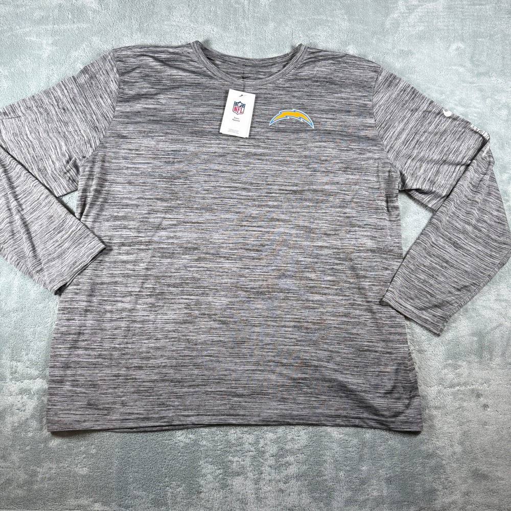 Nike NFL Los Angeles Chargers Mens 3XL Long Sleeve Dri-FIT Shirt Gray Space Dye